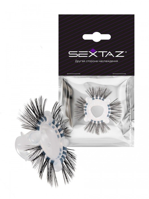 Эластичное эрекционное кольцо с черными «ресничками» - Sextaz - в Мурманске купить с доставкой