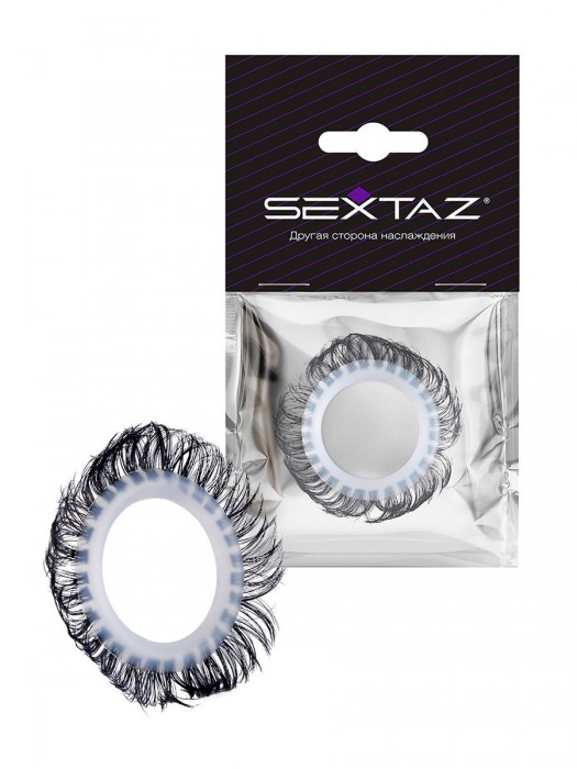 Эластичное эрекционное колечко с черными «ресничками» - Sextaz - в Мурманске купить с доставкой
