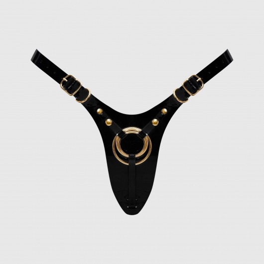 Черный пояс для фиксации насадок Strap-On-Me Leatherette Harness Fabulous - Strap-on-me - купить с доставкой в Мурманске