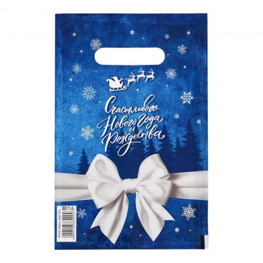 Сине-белый подарочный новогодний пакет с вырубной ручкой (20х30 см) - Сима-Ленд - купить с доставкой в Мурманске