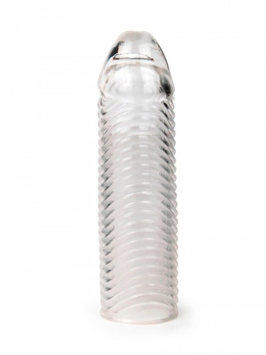 Прозрачная закрытая насадка на пенис с ребрышками - 16 см. - Sex Expert - в Мурманске купить с доставкой