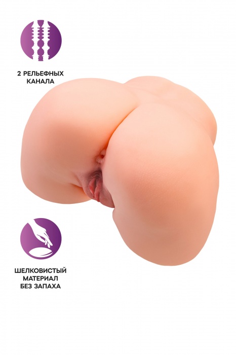 Телесный мастурбатор в форме попки с 2 любовными входами - No Name - в Мурманске купить с доставкой