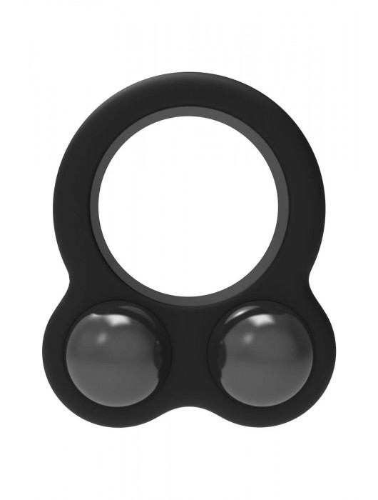 Черное эрекционное кольцо с утяжелителями Cockring Dual Weight - Dream Toys - в Мурманске купить с доставкой