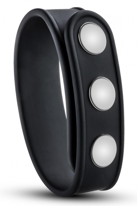 Черное эрекционное кольцо на кнопках - Blush Novelties - в Мурманске купить с доставкой