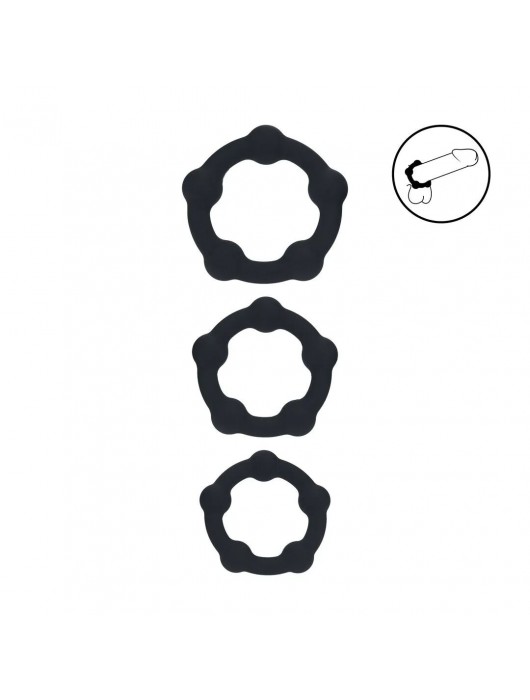 Набор из 3 эрекционных колец Beaded Silicone Cockring Set - Shots Media BV - в Мурманске купить с доставкой
