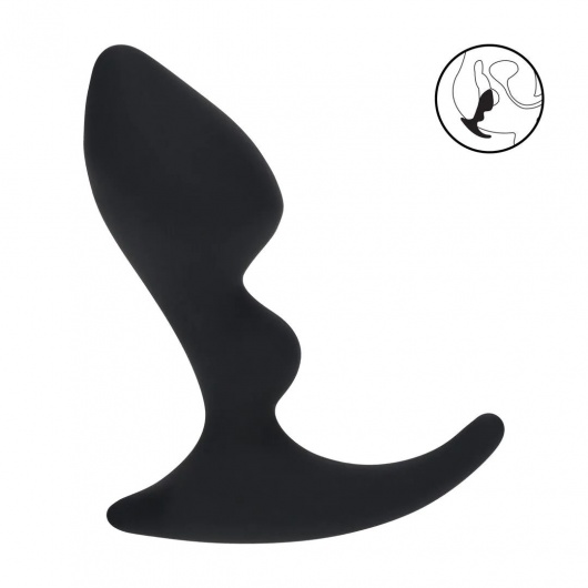 Черная анальная пробка для массажа простаты Double Ripple Silicone Prostate Massager - Shots Media BV - в Мурманске купить с доставкой