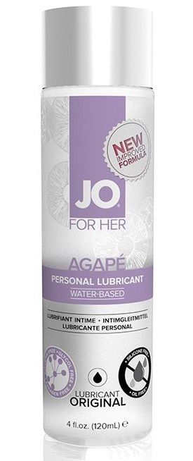 Женский лубрикант на водной основе JO AGAPE LUBRICANT ORIGINAL - 120 мл. - System JO - купить с доставкой в Мурманске