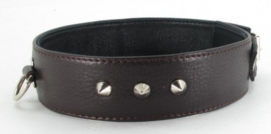 Коричневый кожаный ошейник с кольцом увеличенного размера - БДСМ Арсенал - купить с доставкой в Мурманске
