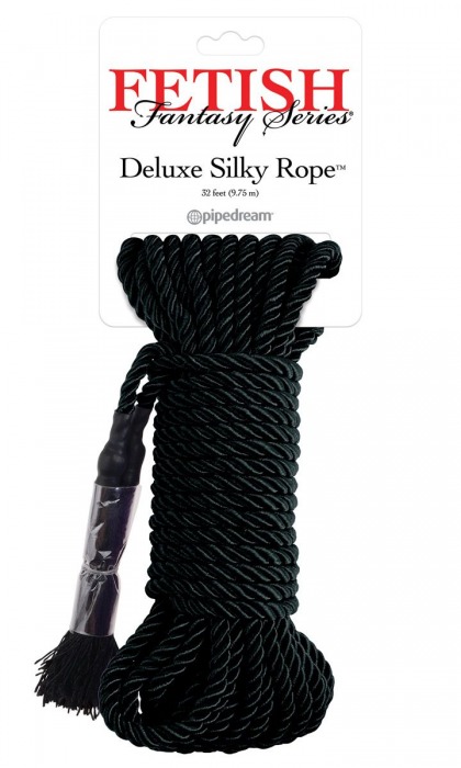 Черная веревка для фиксации Deluxe Silky Rope - 9,75 м. - Pipedream - купить с доставкой в Мурманске