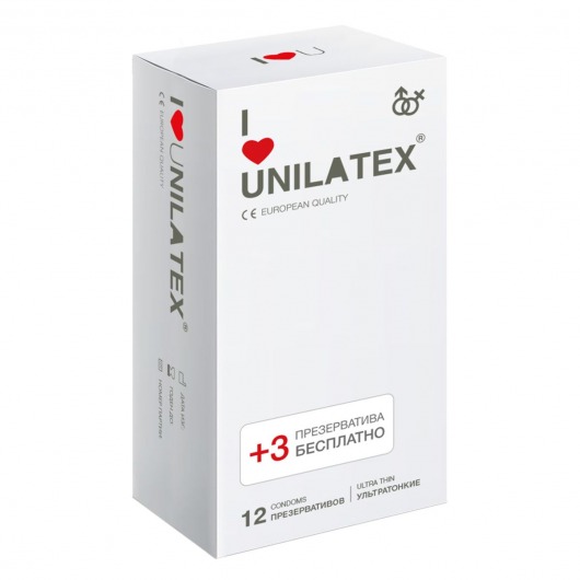 Ультратонкие презервативы Unilatex Ultra Thin - 12 шт. + 3 шт. в подарок - Unilatex - купить с доставкой в Мурманске