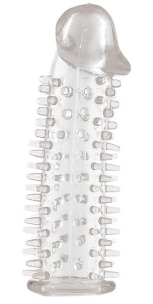 Прозрачная насадка на половой член с закрытой головкой и шипами - 12,5 см. - Toyfa Basic - в Мурманске купить с доставкой