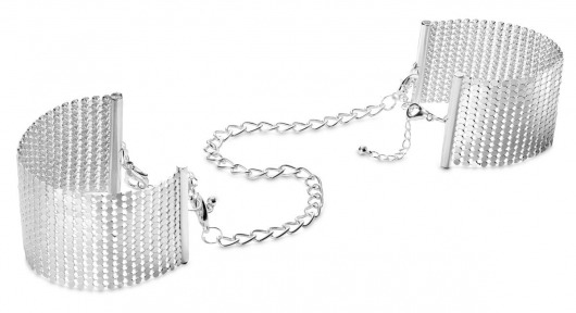 Серебристые наручники-браслеты Desir Metallique Handcuffs - Bijoux Indiscrets - купить с доставкой в Мурманске