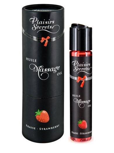 Массажное масло с ароматом клубники Huile de Massage Gourmande Fraise des Bois - 59 мл. - Plaisir Secret - купить с доставкой в Мурманске