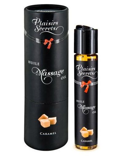 Массажное масло с ароматом карамели Huile de Massage Gourmande Caramel - 59 мл. - Plaisir Secret - купить с доставкой в Мурманске