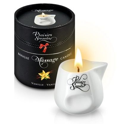 Массажная свеча с ароматом ванили Bougie Massage Gourmande Vanille - 80 мл. - Plaisir Secret - купить с доставкой в Мурманске