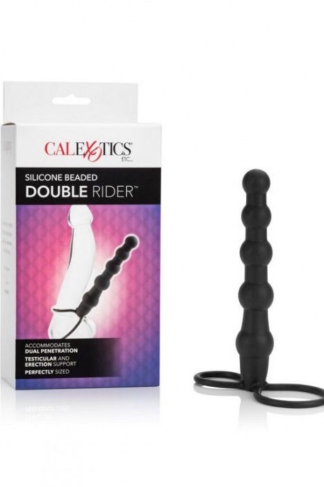 Насадка на пенис для двойного проникновения Silicone Beaded Double Rider - 14 см. - California Exotic Novelties - в Мурманске купить с доставкой