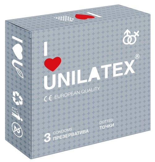 Презервативы с точками Unilatex Dotted - 3 шт. - Unilatex - купить с доставкой в Мурманске