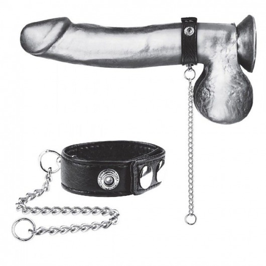 Утяжка на пенис с поводком Snap Cock Ring With 12  Leash - BlueLine - купить с доставкой в Мурманске