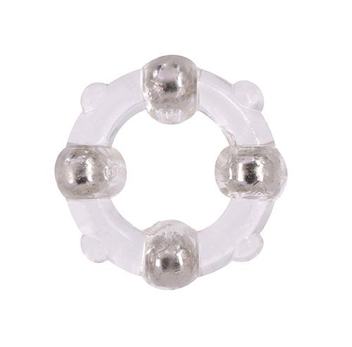 Эрекционное кольцо с 4 бусинами MENZSTUFF STUD RING CLEAR - Dream Toys - в Мурманске купить с доставкой