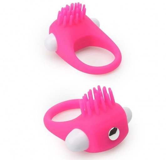 Розовое эрекционное кольцо с щеточкой LIT-UP SILICONE STIMU RING 5 - Dream Toys - в Мурманске купить с доставкой