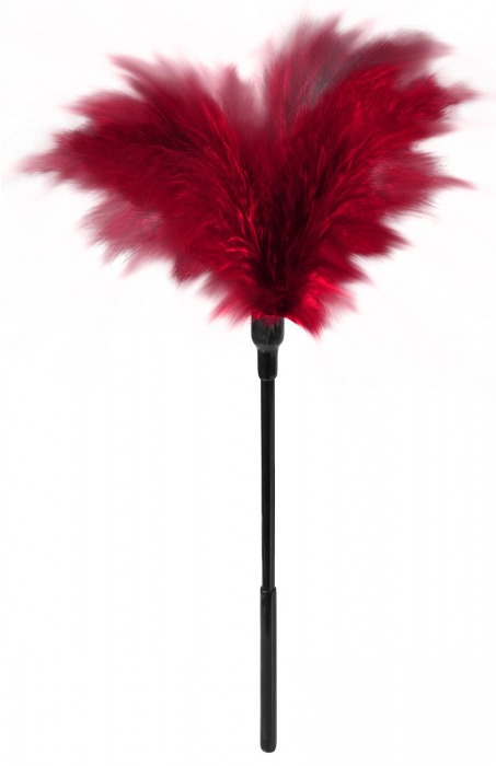 Пластиковая метелочка с красными пёрышками Small Feather Tickler - 32 см. - Blush Novelties - купить с доставкой в Мурманске