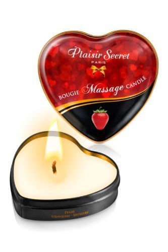 Массажная свеча с ароматом клубники Bougie Massage Candle - 35 мл. - Plaisir Secret - купить с доставкой в Мурманске