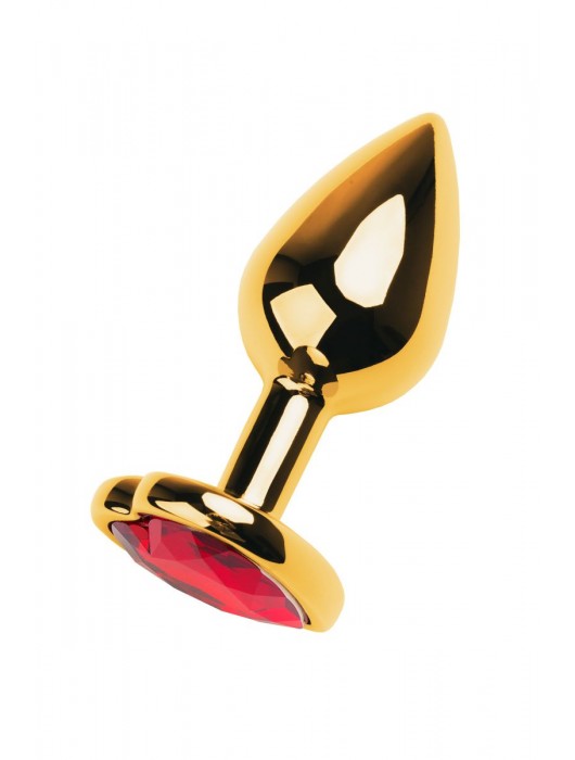 Золотистая анальная пробка с кристаллом-сердцем - 7,5 см. - ToyFa - купить с доставкой в Мурманске