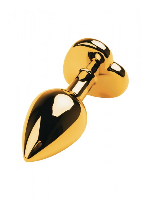 Золотистая анальная пробка с кристаллом-сердцем - 7,5 см. - ToyFa - купить с доставкой в Мурманске