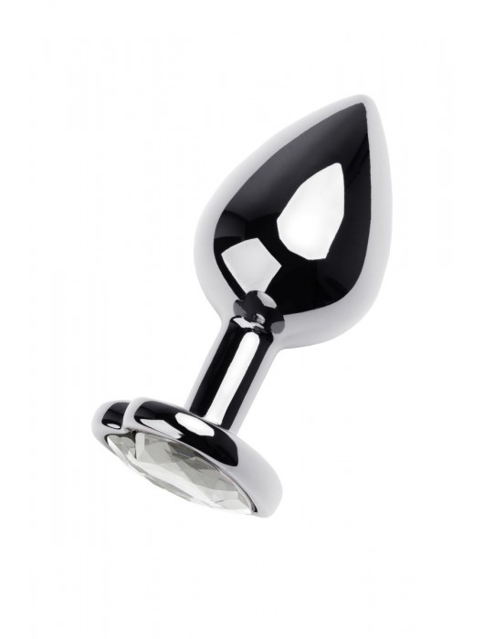 Серебристая анальная пробка с прозрачным кристаллом-сердцем - 8 см. - ToyFa - купить с доставкой в Мурманске