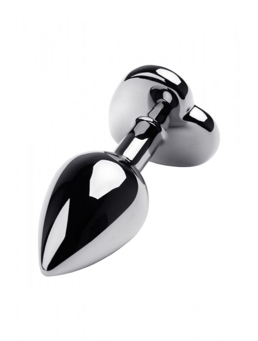 Серебристая анальная пробка с прозрачным кристаллом-сердцем - 8 см. - ToyFa - купить с доставкой в Мурманске