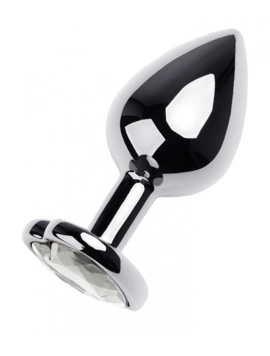 Серебристая анальная пробка с прозрачным кристаллом-сердцем - 8 см. - ToyFa - купить с доставкой в Мурманске