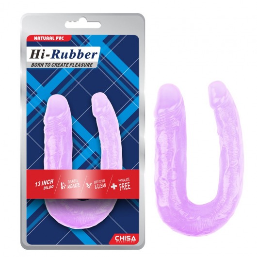 Фиолетовый двусторонний фаллоимитатор Hi-Rubber - 34 см. - Chisa