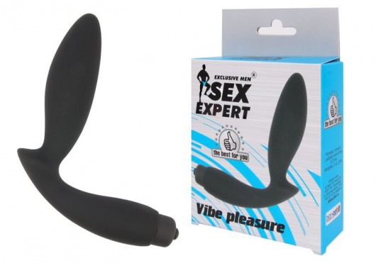 Чёрный вибростимулятор простаты Sex Expert Vibe Pleasure - Sex Expert - в Мурманске купить с доставкой