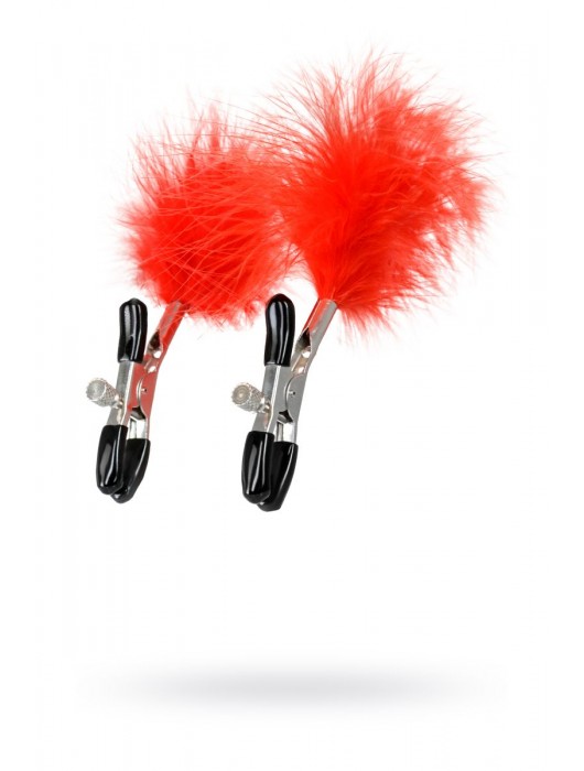 Зажимы для сосков с красным пухом Theatre - ToyFa - купить с доставкой в Мурманске