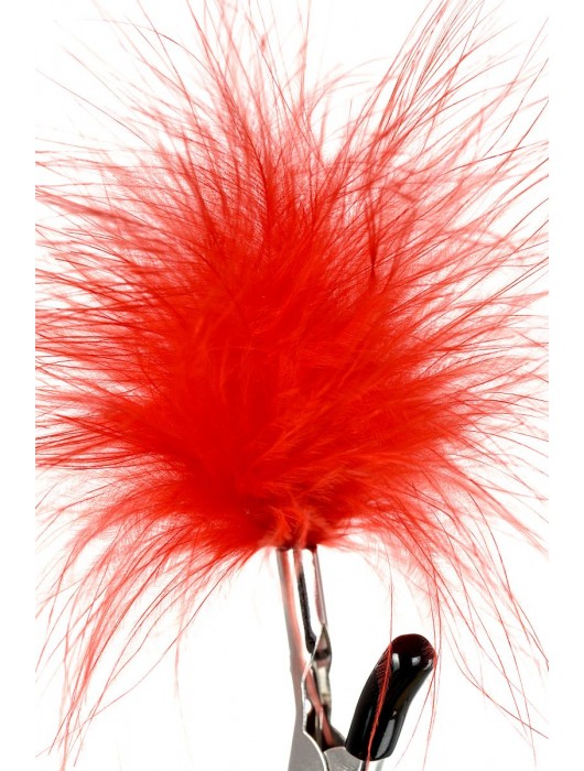 Зажимы для сосков с красным пухом Theatre - ToyFa - купить с доставкой в Мурманске